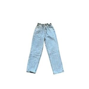 PacSun Womens Mom Jean Size Medium Light Wash Paperbag Elastic Waist High Rise